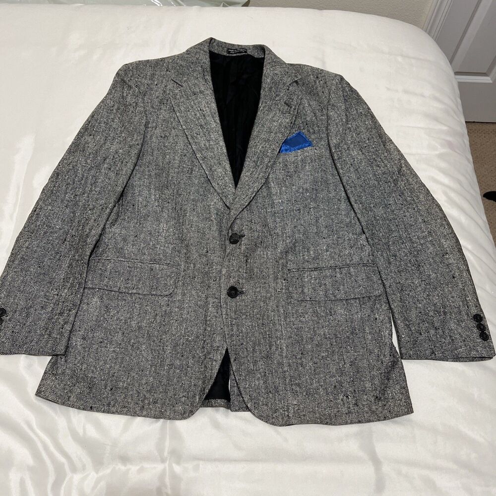 Christian Aujard Silk Blazer Sport Coat Gray Two Button Woven Classic Sz 40S